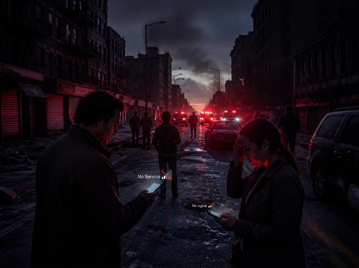 Ciudad sin electricidad, comunicación caída y calles en medio del colapso