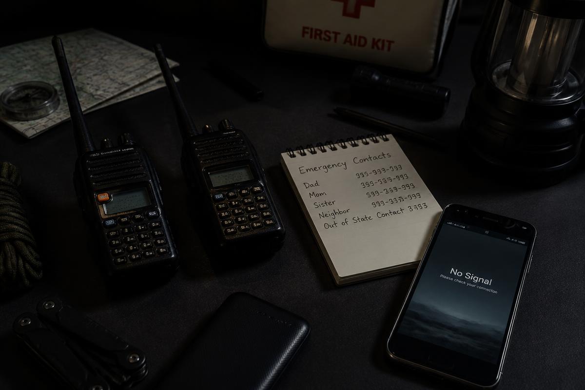 Radios de comunicación, lista de contactos y celular sin señal