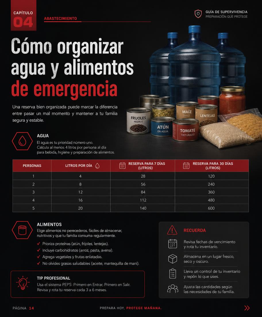 Cómo organizar agua y alimentos de emergencia